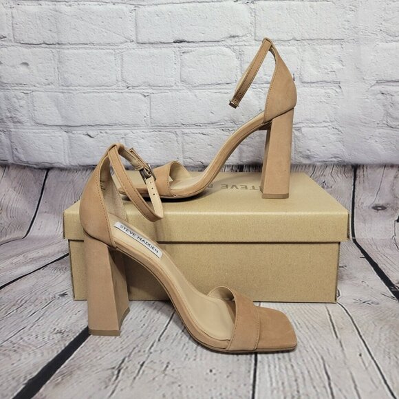 Steve Madden Womens Tiaa Nubuck Ankle Strap Block Heels - Picture 6 of 8